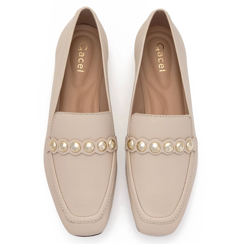 MOCASIN DE CUERO MUJER GACEL CRUDO FIORE - 4