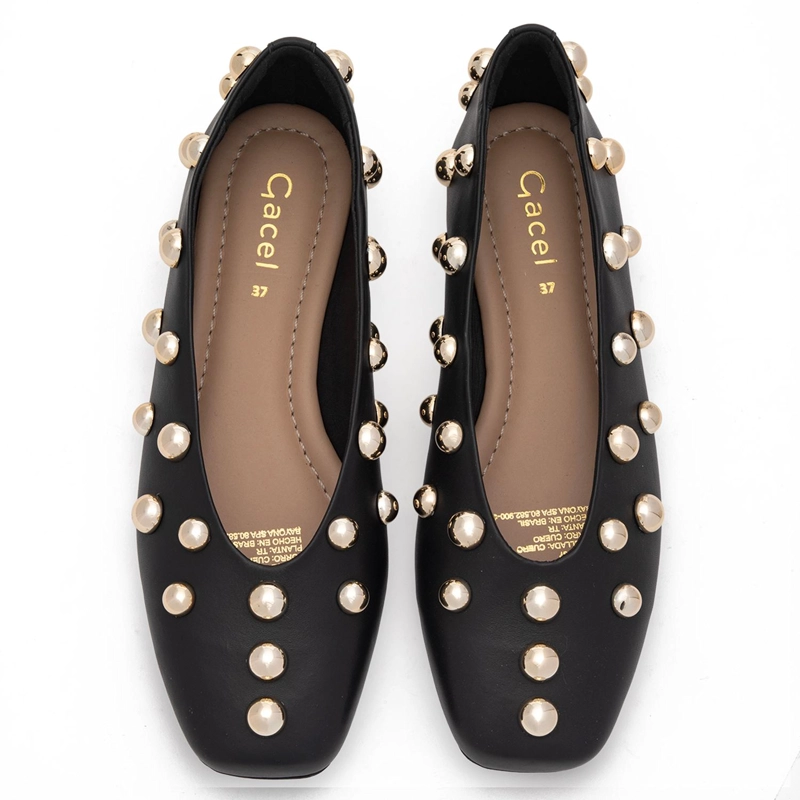 BALLERINA DE CUERO MUJER GACEL NEGRO ABI - 4
