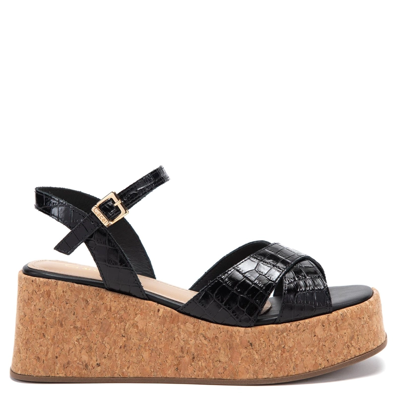 SANDALIA DE CUERO MUJER GACEL NEGRO CARRY - 1