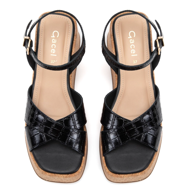 SANDALIA DE CUERO MUJER GACEL NEGRO CARRY - 4