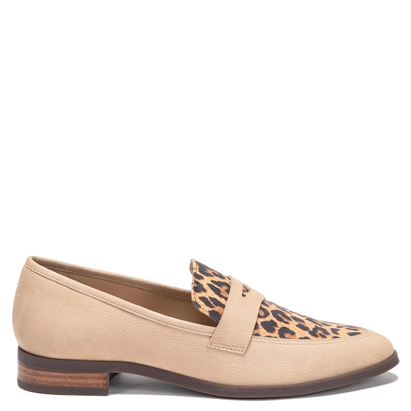 MOCASIN DE CUERO MUJER GACEL LEOPARDO CRUZ - 1