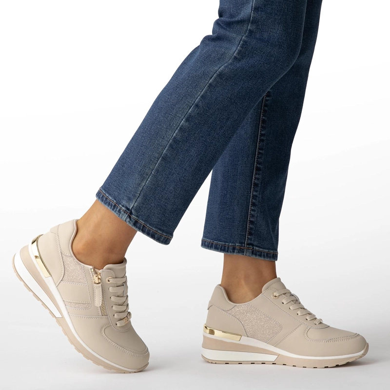 ZAPATILLA DE CUERO MUJER GACEL BEIGE BRIE 0661136 - 2