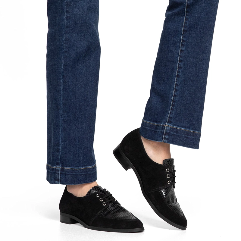 ZAPATO DE CUERO MUJER GACEL NEGRO CRUZ 0661172 - 2