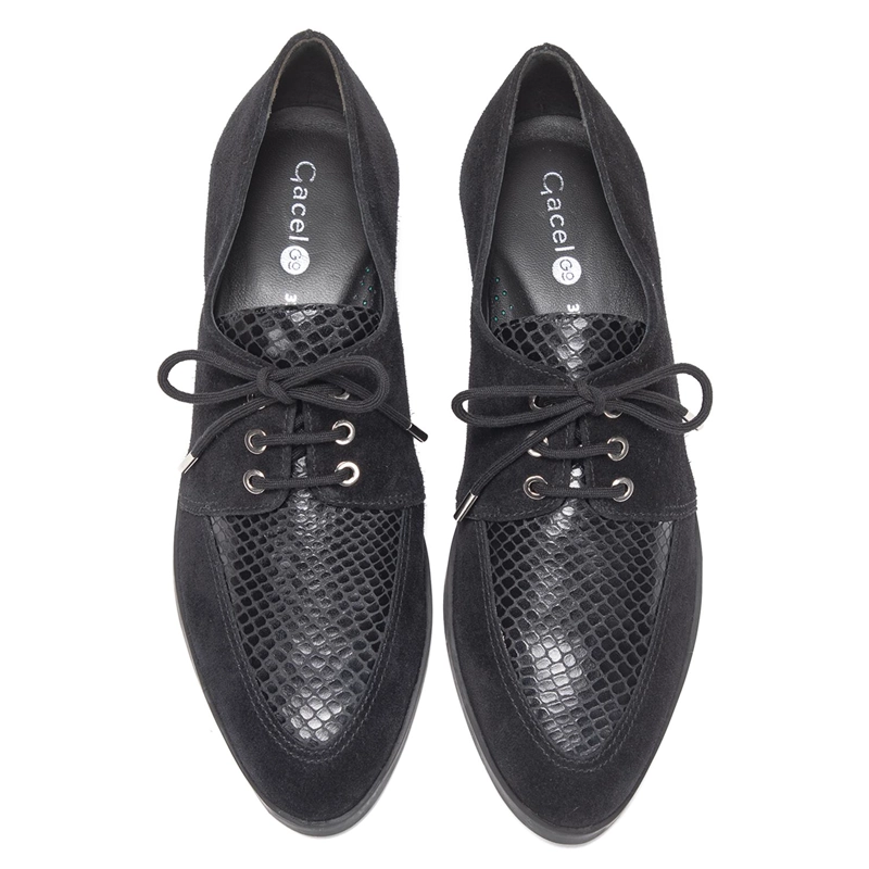 ZAPATO DE CUERO MUJER GACEL NEGRO CRUZ 0661172 - 4