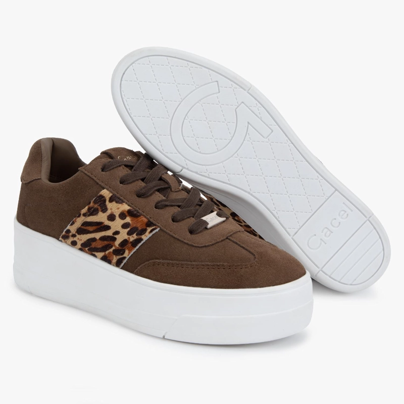 ZAPATILLA DE CUERO MUJER GACEL CAFE ROSI - 4
