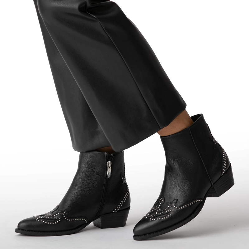 BOTIN DE CUERO MUJER GACEL NEGRO ASHLEY 0661119 - 2