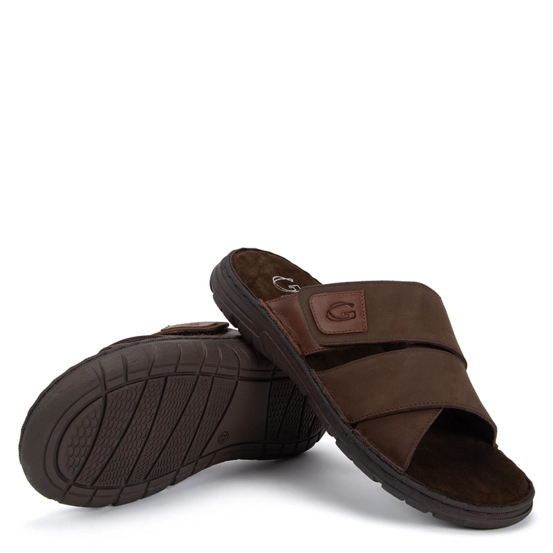 SANDALIA SEMI ABIERTA DE CUERO HOMBRE GUANTE CHOCOLATE TULUM 0036423 - 4