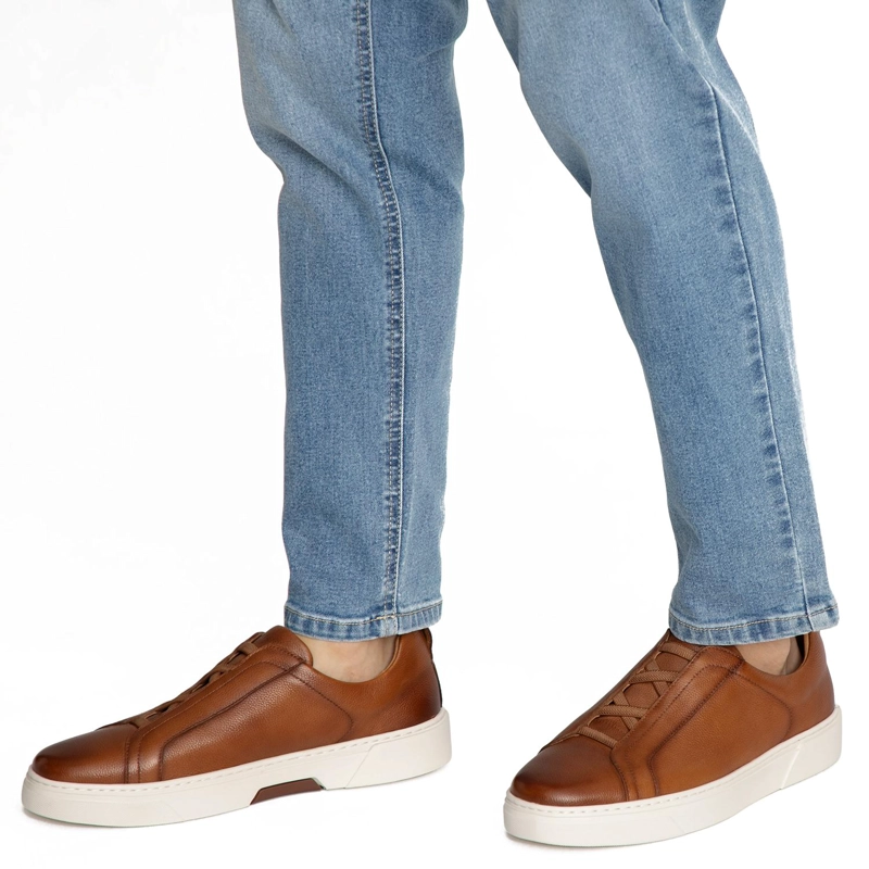 ZAPATILLA DE CUERO HOMBRE GUANTE CAMEL CHIPRE 0036367 - 2