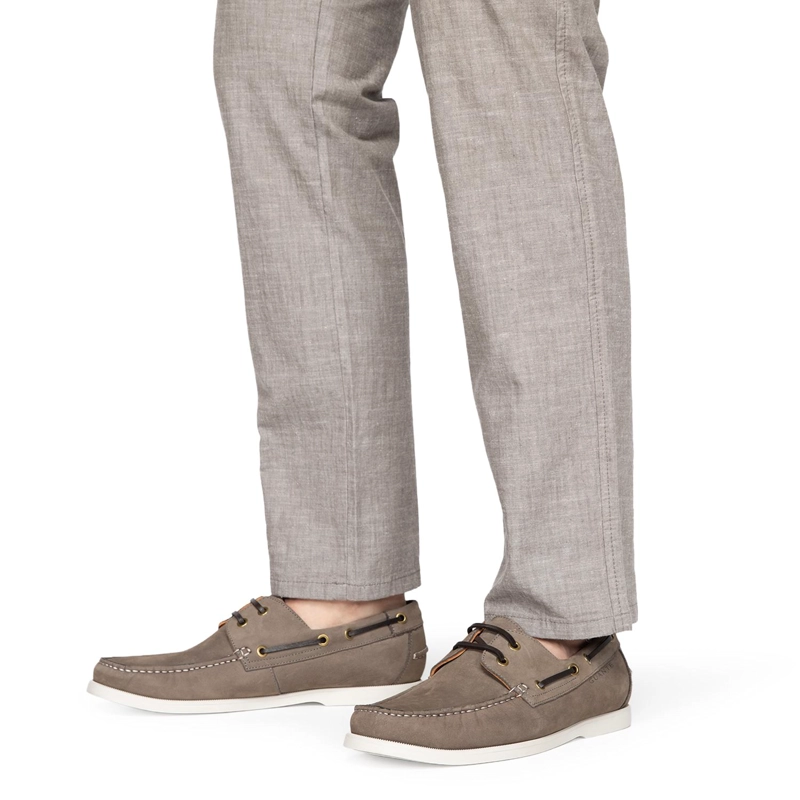 MOCASIN DE CUERO HOMBRE GUANTE GRIS LLANES 0036515 - 2