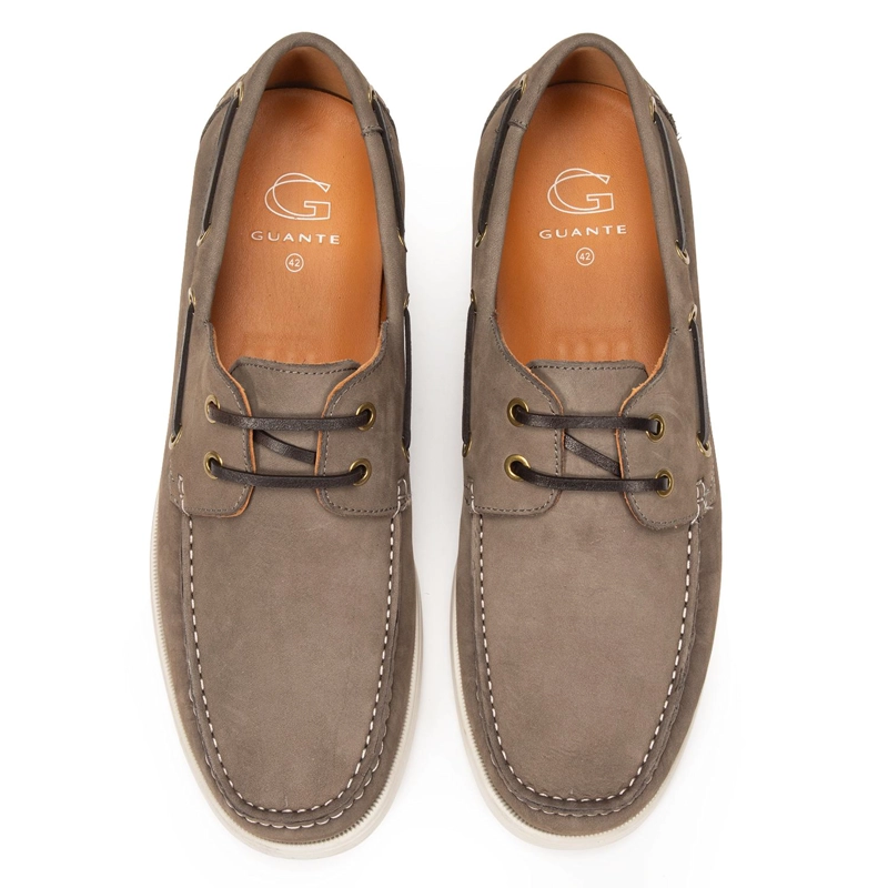 MOCASIN DE CUERO HOMBRE GUANTE GRIS LLANES 0036515 - 3