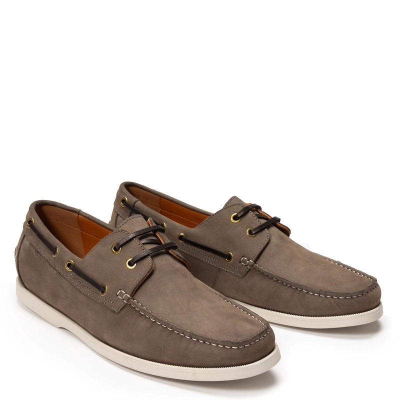 MOCASIN DE CUERO HOMBRE GUANTE GRIS LLANES 0036515 - 4