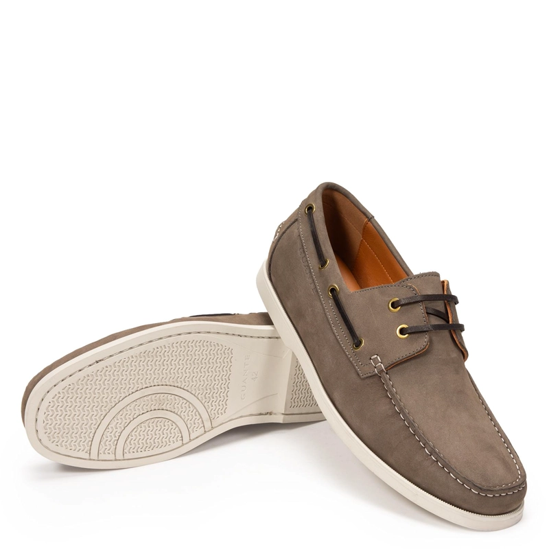 MOCASIN DE CUERO HOMBRE GUANTE GRIS LLANES 0036515 - 5