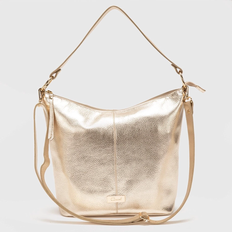 CARTERA DE CUERO MUJER GACEL DORADO OVAL CAR2587 - 1