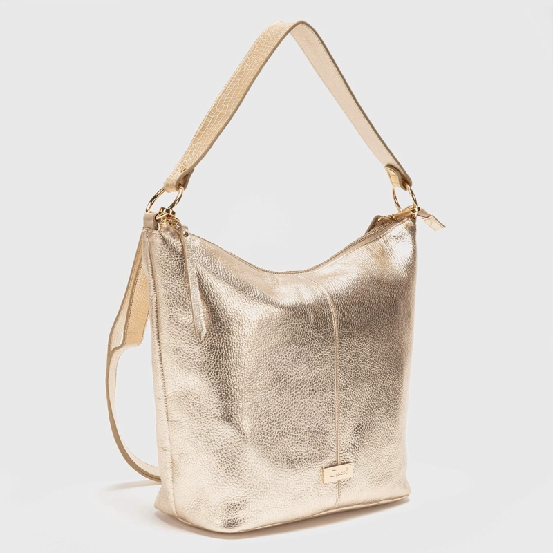 CARTERA DE CUERO MUJER GACEL DORADO OVAL CAR2587 - 3
