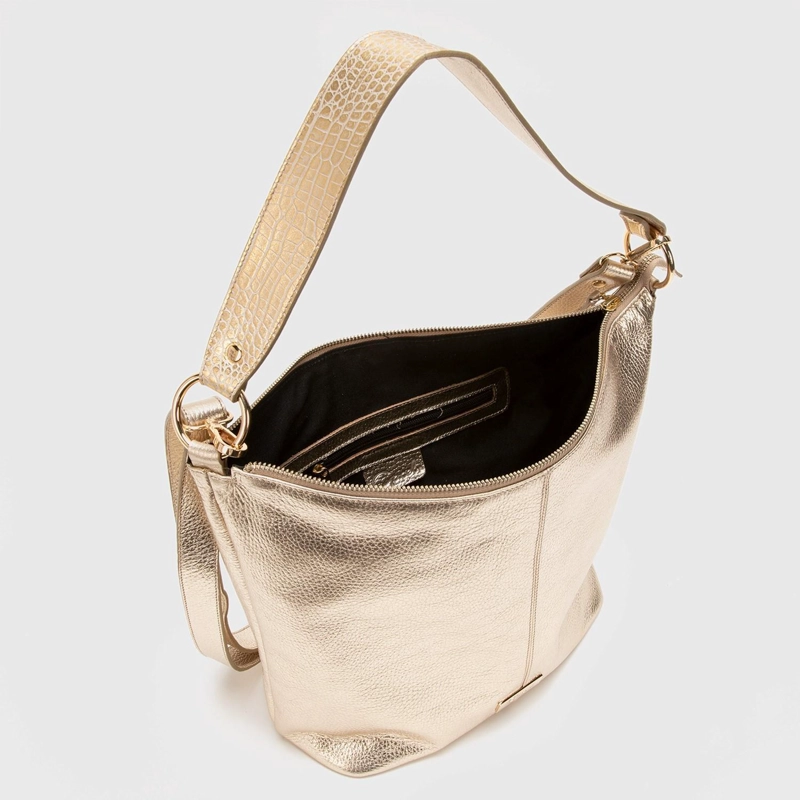 CARTERA DE CUERO MUJER GACEL DORADO OVAL CAR2587 - 5