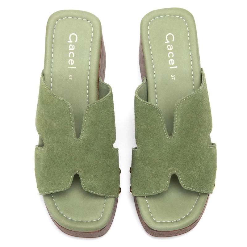 SANDALIA DE CUERO MUJER GACEL OLIVO DAISY 0661175 - 4