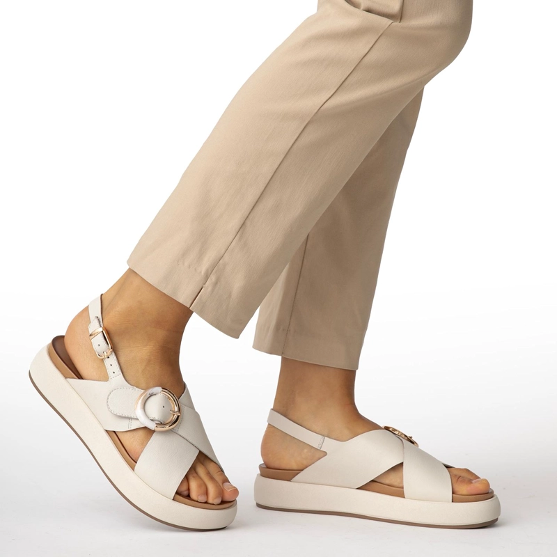 SANDALIA DE CUERO MUJER GACEL BLANCO INNU - 2