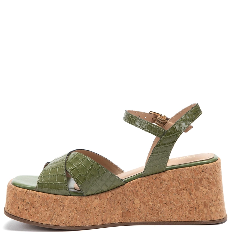 SANDALIA DE CUERO MUJER GACEL OLIVO CARRY - 3