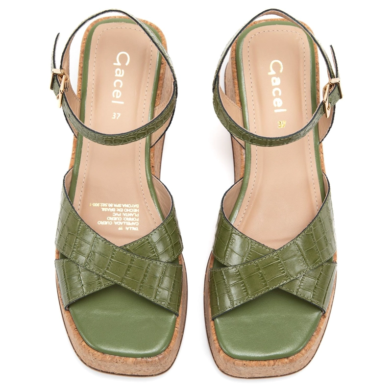 SANDALIA DE CUERO MUJER GACEL OLIVO CARRY - 4
