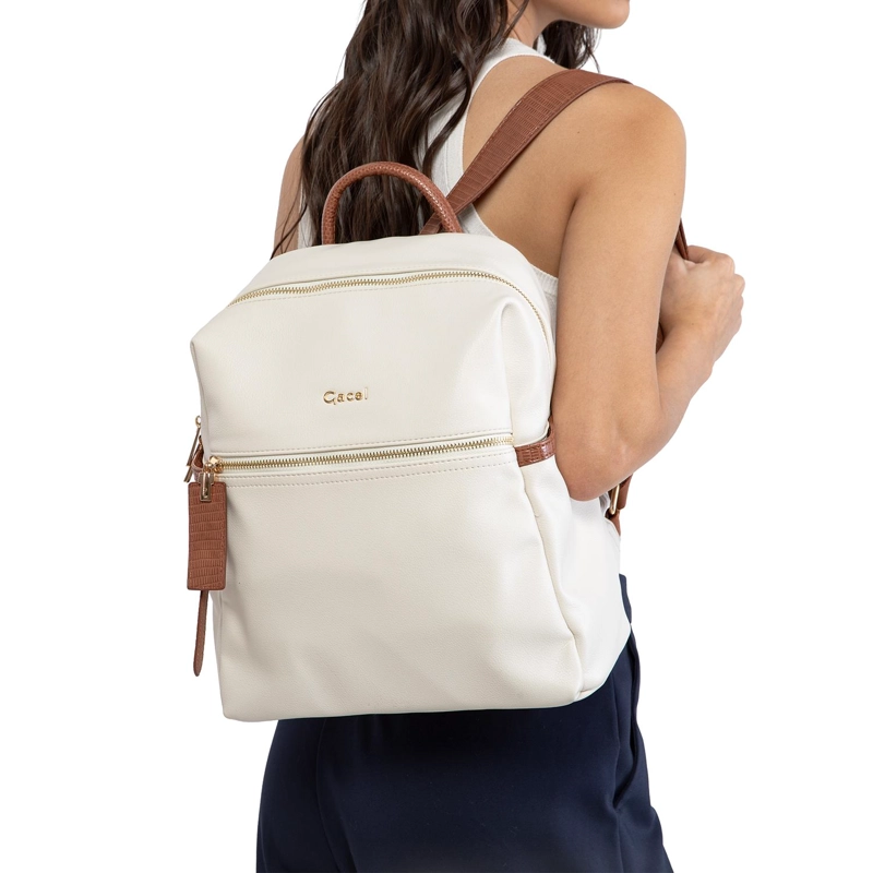 MOCHILA MUJER GACEL OFF WHITE GRANDE - 2