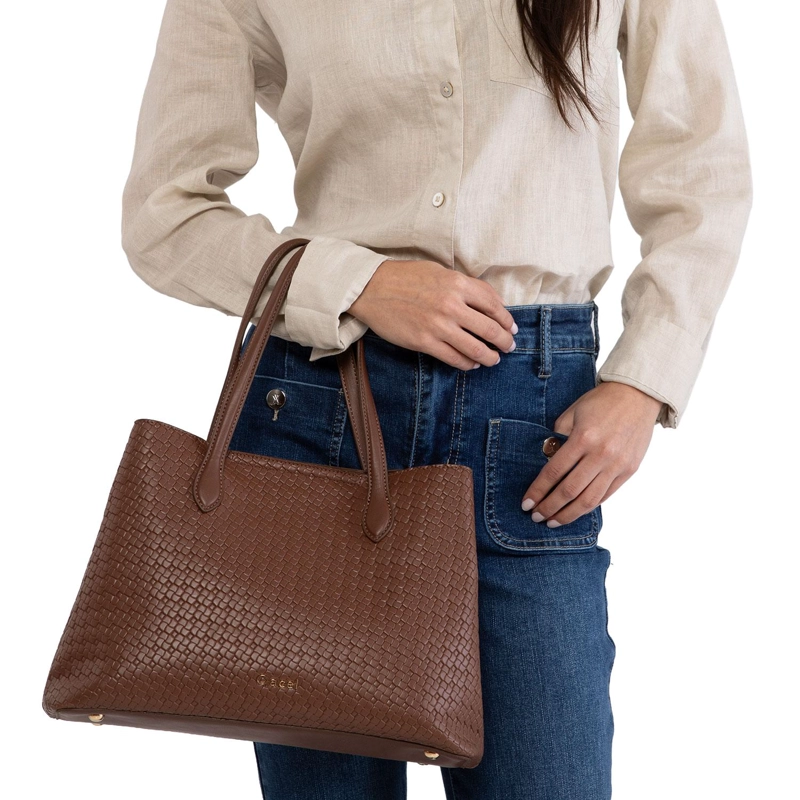 CARTERA MUJER GACEL TOSTADO DOS ASAS MEDIANA - 2