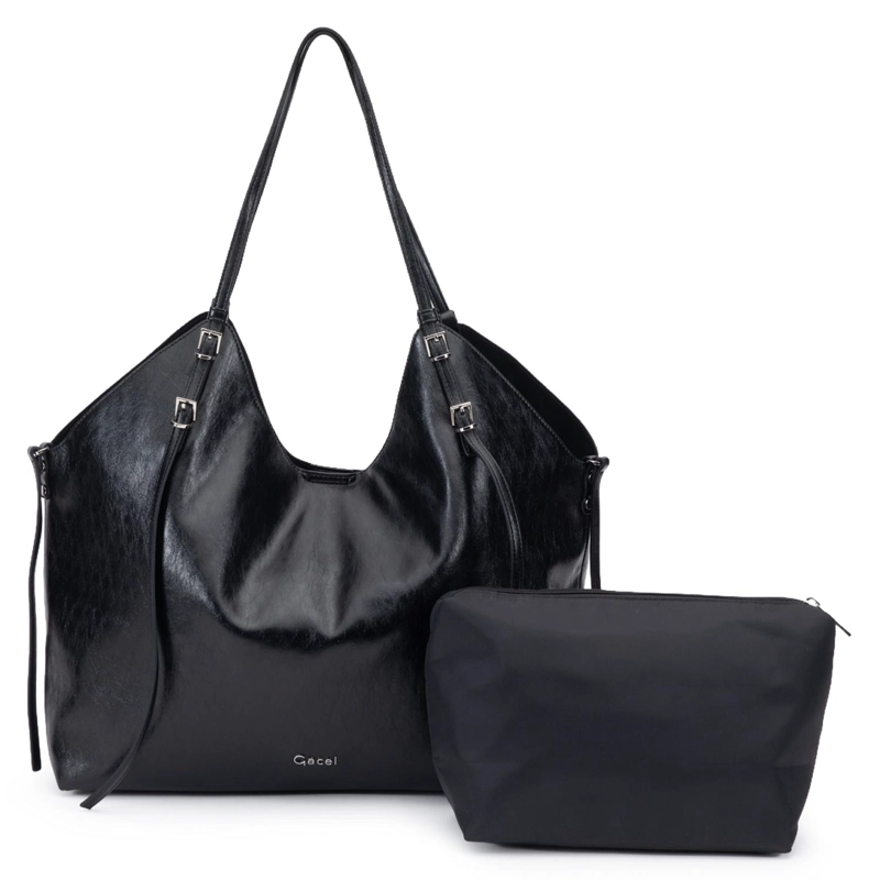 CARTERA MUJER GACEL NEGRO DOS ASAS GRANDE - 1