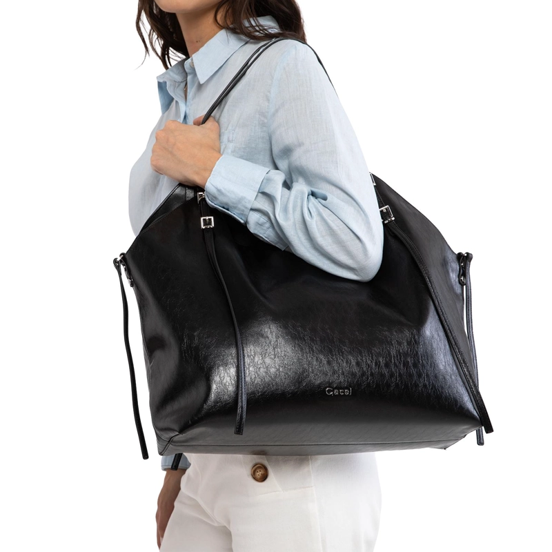 CARTERA MUJER GACEL NEGRO DOS ASAS GRANDE - 2