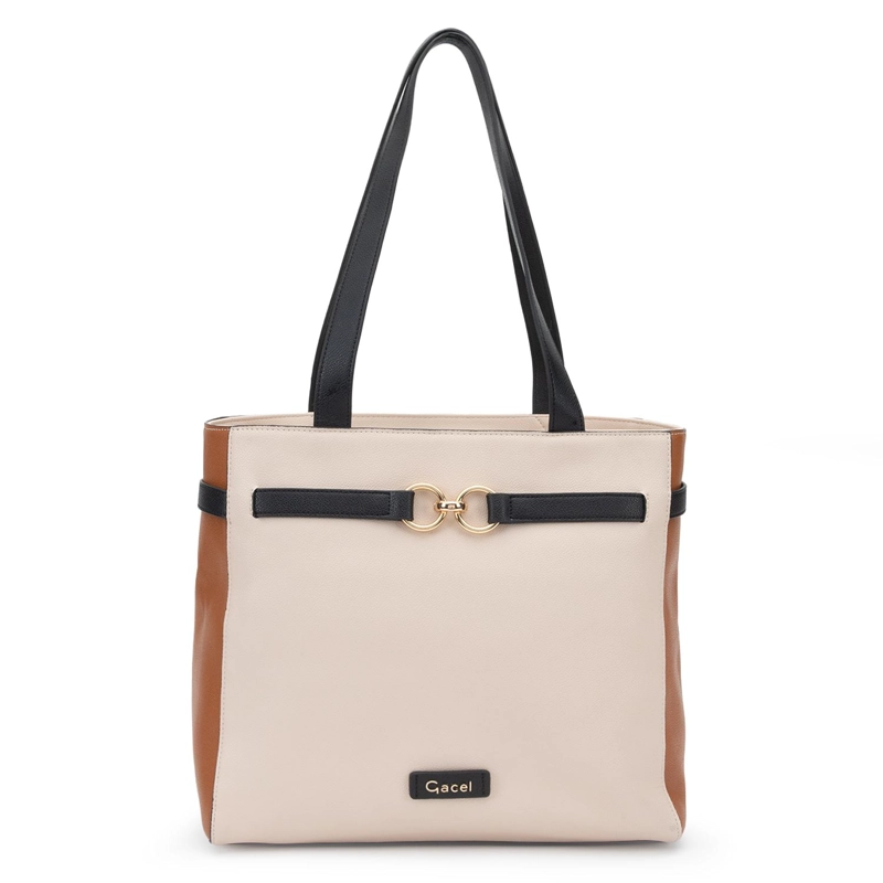 CARTERA MUJER GACEL OFF WHITE DOS ASAS GRANDE - 1