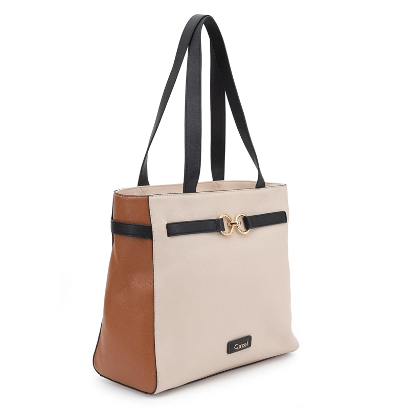 CARTERA MUJER GACEL OFF WHITE DOS ASAS GRANDE - 3