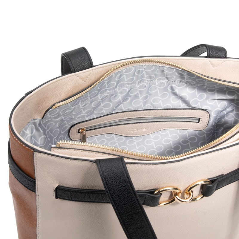 CARTERA MUJER GACEL OFF WHITE DOS ASAS GRANDE - 5
