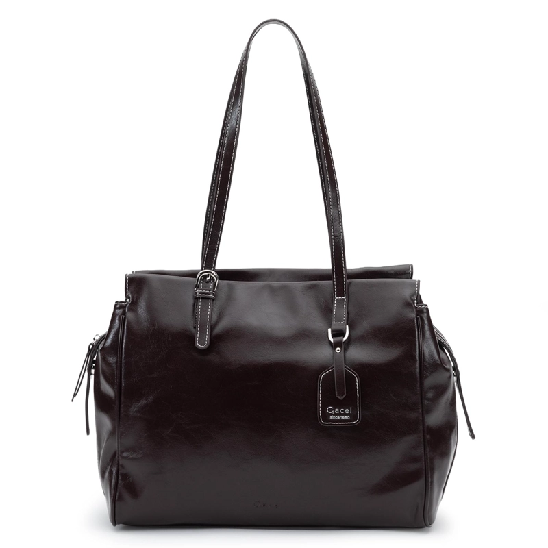 CARTERA MUJER GACEL CHOCOLATE DOS ASAS GRANDE - 1