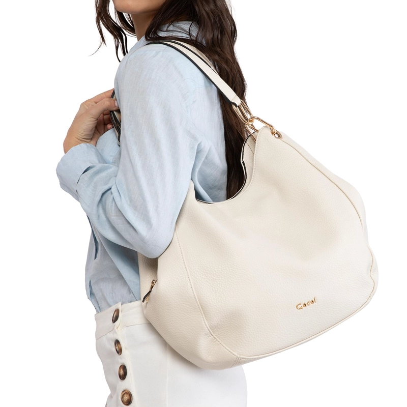 CARTERA MUJER GACEL OFF WHITE DOS ASAS GRANDE - 2