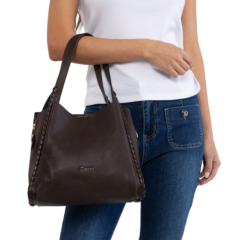 CARTERA MUJER GACEL CHOCOLATE DOS ASAS PEQUEÑA - 2