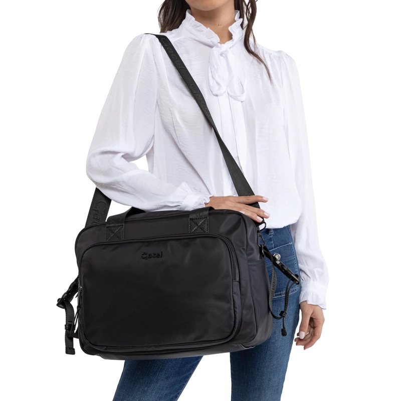 CARTERA MUJER GACEL NEGRO DOS ASAS GRANDE - 2