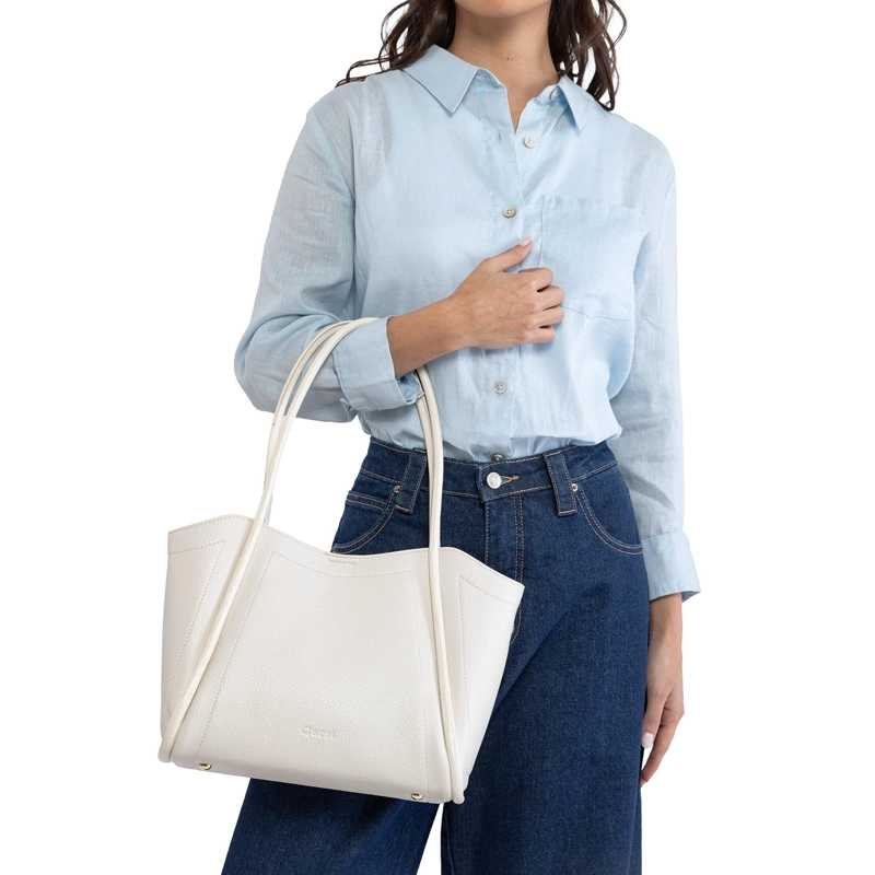CARTERA MUJER GACEL OFF WHITE DOS ASAS MEDIANA - 2