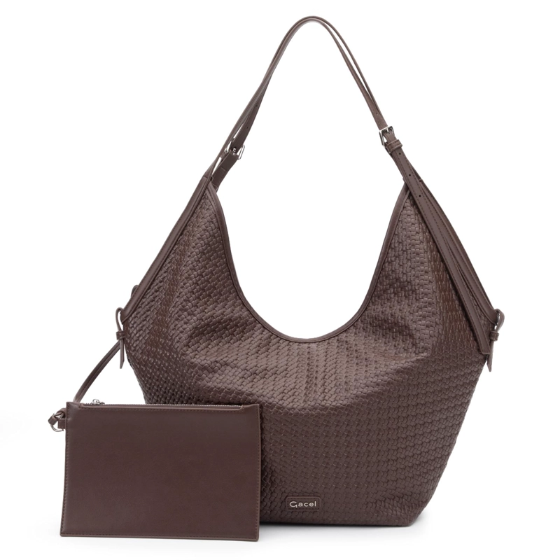 CARTERA MUJER GACEL CHOCOLATE DOS ASAS GRANDE - 1