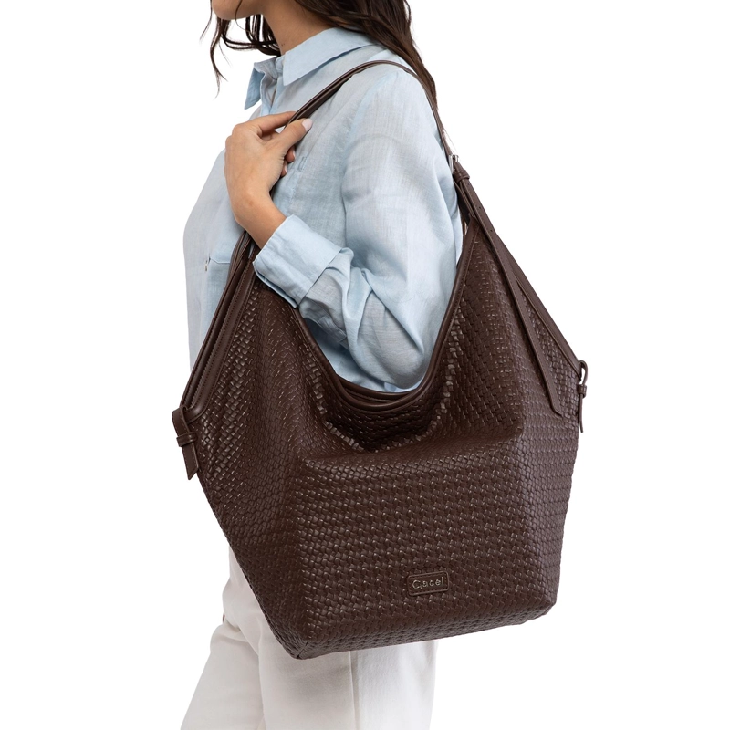 CARTERA MUJER GACEL CHOCOLATE DOS ASAS GRANDE - 2