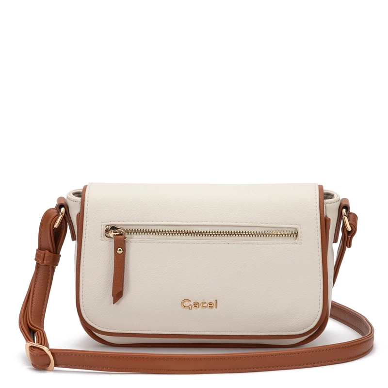 CARTERA MUJER GACEL OFF WHITE BANDOLERA GRANDE - 1