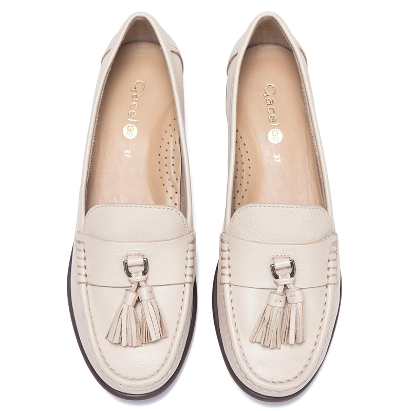 MOCASIN DE CUERO MUJER GACEL CRUDO SIRI - 4