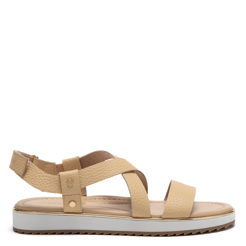 SANDALIA DE CUERO MUJER GACEL BEIGE MIRA - 1