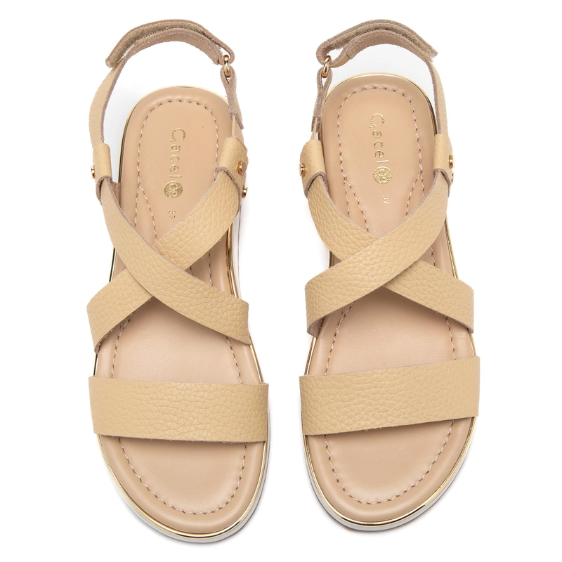 SANDALIA DE CUERO MUJER GACEL BEIGE MIRA - 4