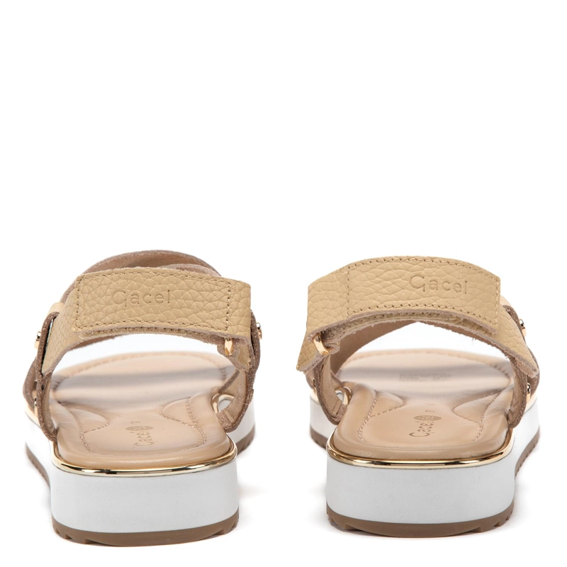 SANDALIA DE CUERO MUJER GACEL BEIGE MIRA - 5