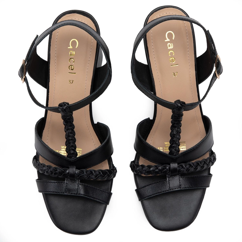 SANDALIA DE CUERO MUJER GACEL NEGRO JUDITH - 4