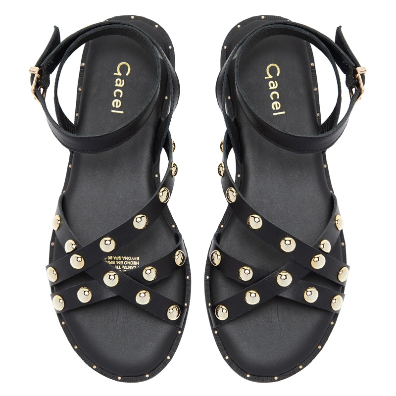 SANDALIA DE CUERO MUJER GACEL NEGRO NIA - 4