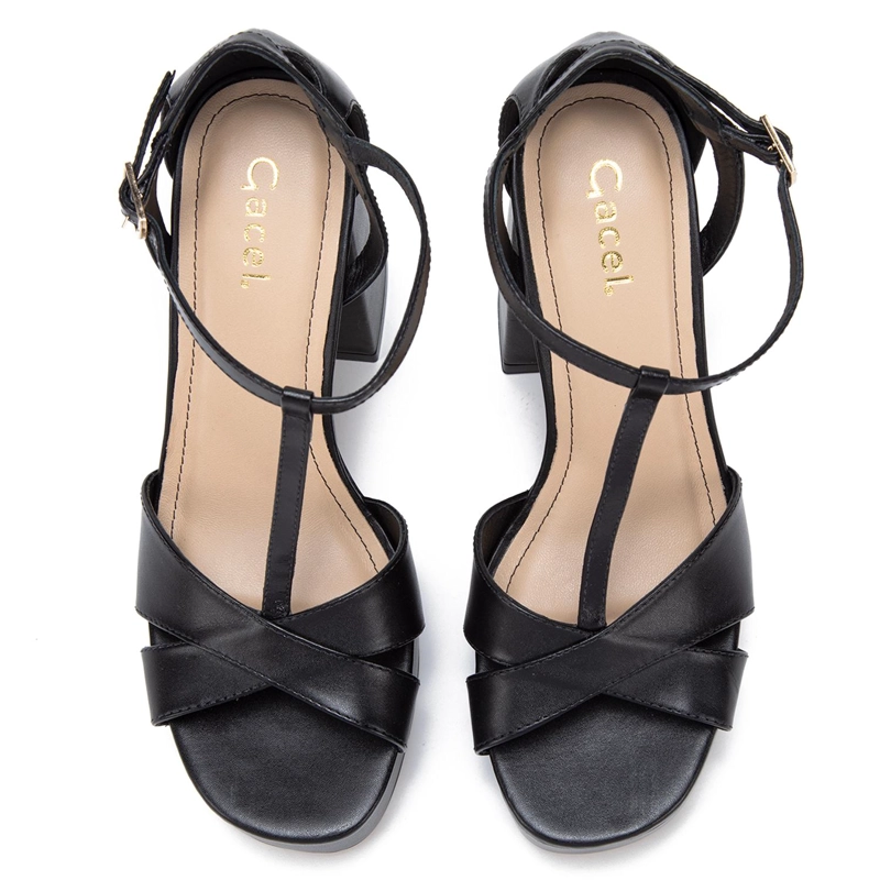 SANDALIA DE CUERO MUJER GACEL NEGRO RUE - 4