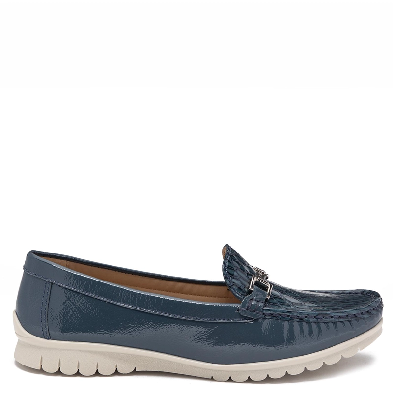 MOCASIN DE CUERO MUJER GACEL AZUL TRINI - 1