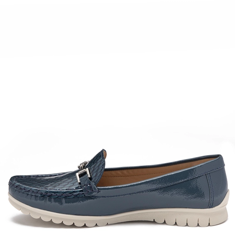 MOCASIN DE CUERO MUJER GACEL AZUL TRINI - 3