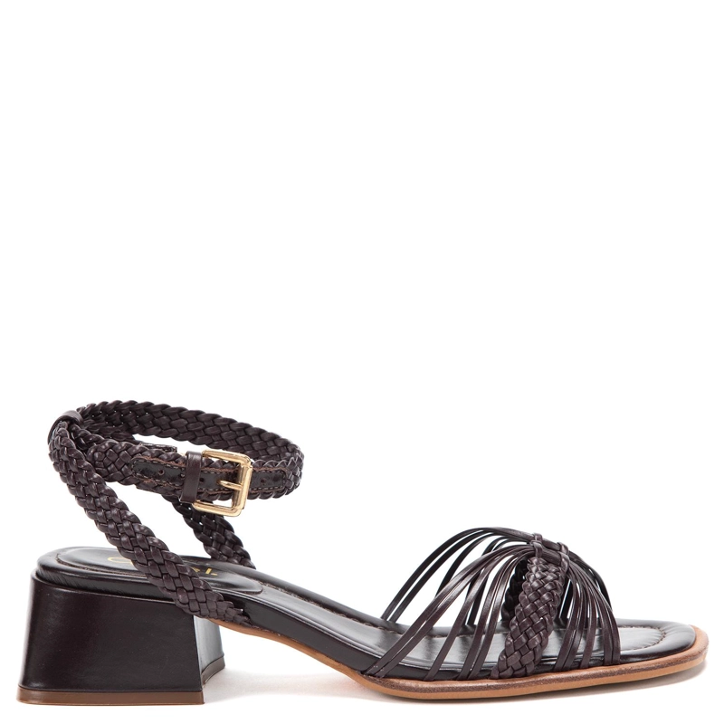SANDALIA DE CUERO MUJER GACEL CHOCOLATE FLORI - 1