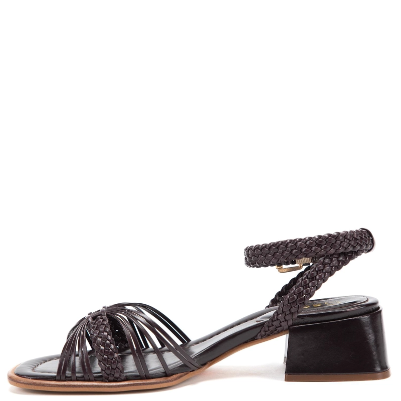 SANDALIA DE CUERO MUJER GACEL CHOCOLATE FLORI - 3