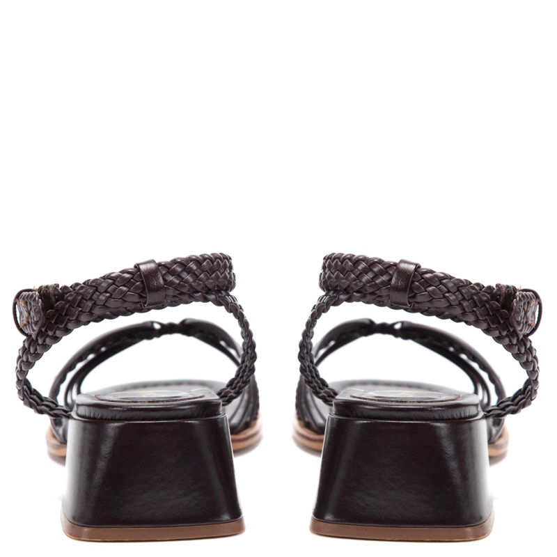 SANDALIA DE CUERO MUJER GACEL CHOCOLATE FLORI - 5